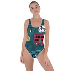 Seamless Pattern With Vehicles Building Road Bring Sexy Back Swimsuit by Cowasu