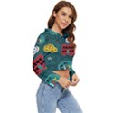 Seamless Pattern With Vehicles Building Road Women s Lightweight Cropped Hoodie View3