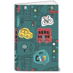 Seamless Pattern With Vehicles Building Road 8  X 10  Softcover Notebook by Cowasu