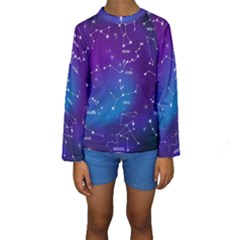 Realistic Night Sky With Constellations Kids  Long Sleeve Swimwear by Cowasu