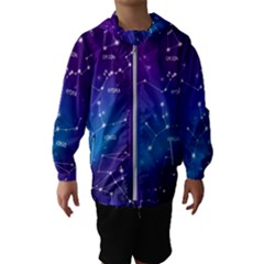 Realistic Night Sky With Constellations Kids  Hooded Windbreaker by Cowasu