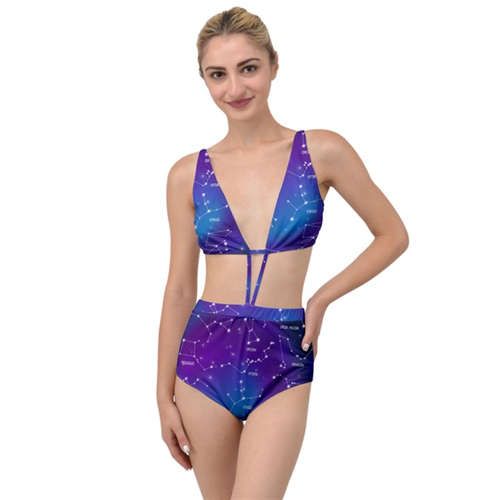 Realistic Night Sky With Constellations Tied Up Two Piece Swimsuit