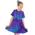 Realistic Night Sky With Constellations Kids  Short Sleeve Shirt Dress View1