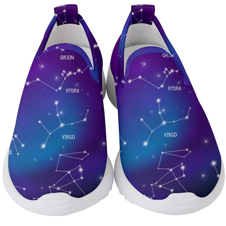 Realistic Night Sky With Constellations Kids  Slip On Sneakers