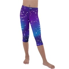 Realistic Night Sky With Constellations Kids  Lightweight Velour Capri Leggings  by Cowasu