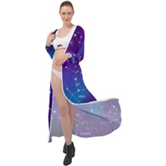 Realistic Night Sky With Constellations Maxi Chiffon Beach Wrap by Cowasu