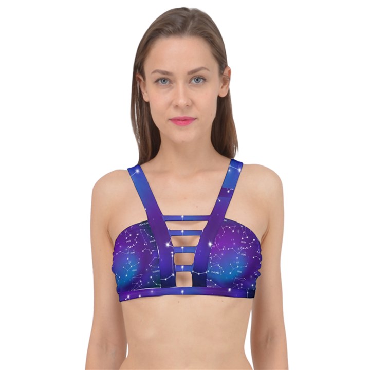 Realistic Night Sky With Constellations Cage Up Bikini Top