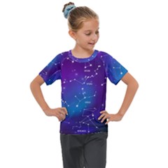 Realistic Night Sky With Constellations Kids  Mesh Piece Tee