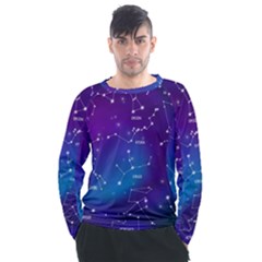 Realistic Night Sky With Constellations Men s Long Sleeve Raglan Tee