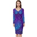 Realistic Night Sky With Constellations Long Sleeve V-Neck Bodycon Dress  View1