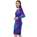 Realistic Night Sky With Constellations Long Sleeve V-Neck Bodycon Dress  View2