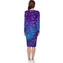 Realistic Night Sky With Constellations Long Sleeve V-Neck Bodycon Dress  View4