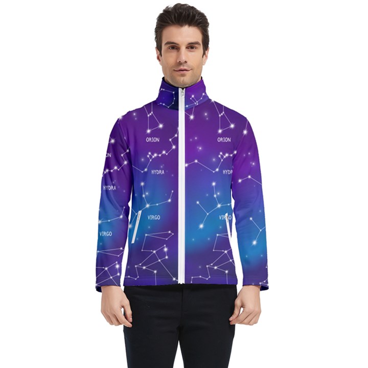 Realistic Night Sky With Constellations Men s Bomber Jacket