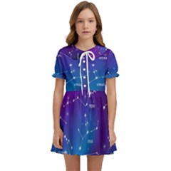 Realistic Night Sky With Constellations Kids  Sweet Collar Dress by Cowasu