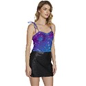 Realistic Night Sky With Constellations Flowy Camisole Tie Up Top View3