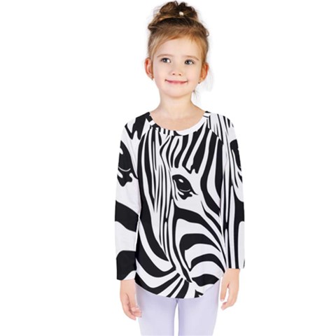 Animal Cute Pattern Art Zebra Kids  Long Sleeve Tee by Amaryn4rt