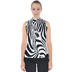 Animal Cute Pattern Art Zebra Mock Neck Shell Top by Amaryn4rt