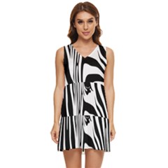 Animal Cute Pattern Art Zebra Tiered Sleeveless Mini Dress by Amaryn4rt