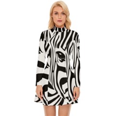 Animal Cute Pattern Art Zebra Long Sleeve Velour Longline Dress by Amaryn4rt