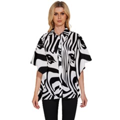 Animal Cute Pattern Art Zebra Women s Batwing Button Up Shirt