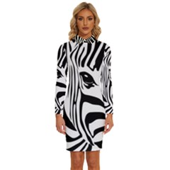 Animal Cute Pattern Art Zebra Long Sleeve Shirt Collar Bodycon Dress by Amaryn4rt