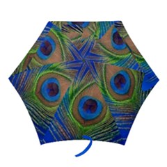 Blue Peacock Feather Mini Folding Umbrellas