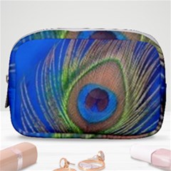 Blue Peacock Feather Make Up Pouch (small) by Amaryn4rt