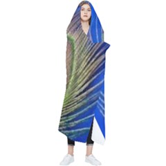 Blue Peacock Feather Wearable Blanket by Amaryn4rt