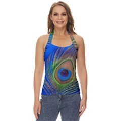 Blue Peacock Feather Basic Halter Top by Amaryn4rt