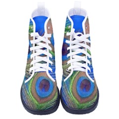 Blue Peacock Feather Men s High-top Canvas Sneakers