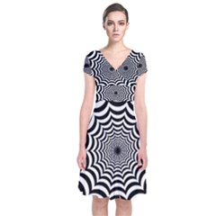 Spider Web Hypnotic Short Sleeve Front Wrap Dress by Amaryn4rt