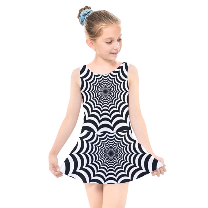 Spider Web Hypnotic Kids  Skater Dress Swimsuit