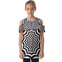 Spider Web Hypnotic Fold Over Open Sleeve Top