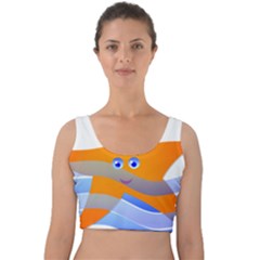 Beach Sea Shell Swimming Velvet Crop Top