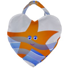 Beach Sea Shell Swimming Giant Heart Shaped Tote