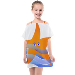 Beach Sea Shell Swimming Kids  One Piece Chiffon Dress