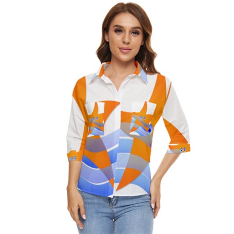 Beach Sea Shell Swimming Women s Quarter Sleeve Pocket Shirt by Amaryn4rt