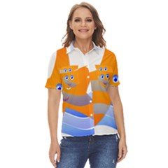 Beach Sea Shell Swimming Women s Short Sleeve Double Pocket Shirt