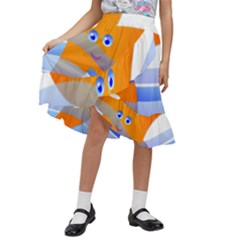 Beach Sea Shell Swimming Kids  Ruffle Flared Wrap Midi Skirt