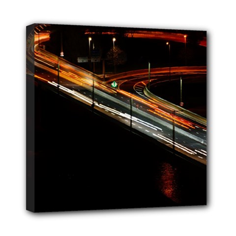 Highway Night Lighthouse Car Fast Mini Canvas 8  X 8  (stretched)