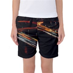 Highway Night Lighthouse Car Fast Women s Basketball Shorts