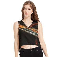 Highway Night Lighthouse Car Fast V-neck Cropped Tank Top by Amaryn4rt