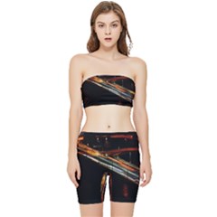 Highway Night Lighthouse Car Fast Stretch Shorts And Tube Top Set by Amaryn4rt