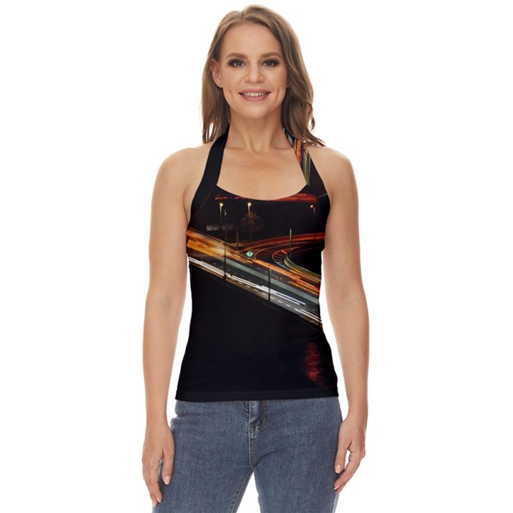 Highway Night Lighthouse Car Fast Basic Halter Top