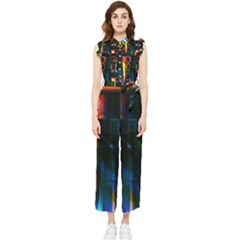 Architecture City Homes Window Women s Frill Top Chiffon Jumpsuit by Amaryn4rt