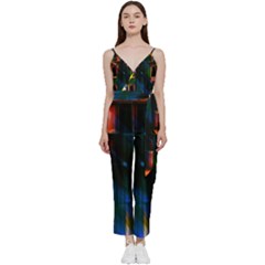 Architecture City Homes Window V-neck Spaghetti Strap Tie Front Jumpsuit by Amaryn4rt