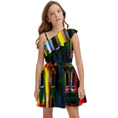 Architecture City Homes Window Kids  One Shoulder Party Dress by Amaryn4rt