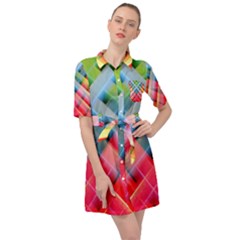 Graphics Colorful Colors Wallpaper Graphic Design Belted Shirt Dress by Amaryn4rt