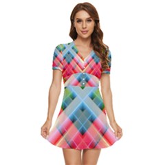 Graphics Colorful Colors Wallpaper Graphic Design V-neck High Waist Chiffon Mini Dress by Amaryn4rt