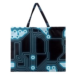 A Completely Seamless Background Design Circuitry Zipper Large Tote Bag by Amaryn4rt